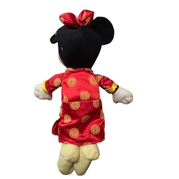 Disney Store Hong Kong Minnie Mouse Plush In Red Chinese Dress Beanie - Picture 2 of 4